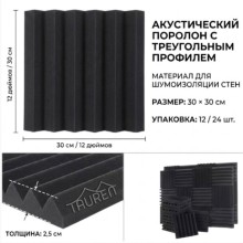 Акустическая панель 30см*30см*2.5см Tauren "Клин" Черная