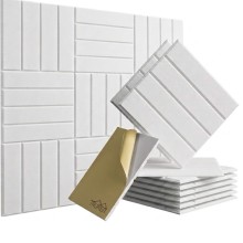 Акустическая панель Белая Tauren Stripe 3D (30×30×1 см, самоклеящиеся)