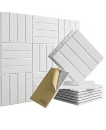 Акустическая панель Белая Tauren Stripe 3D (30×30×1 см, самоклеящиеся)