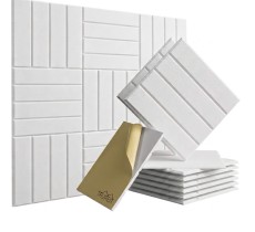 Акустическая панель Белая Tauren Stripe 3D (30×30×1 см, самоклеящиеся)