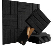 Акустическая панель Черная Tauren Stripe 3D (30×30×1 см)