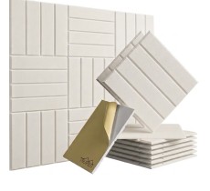 Акустическая панель Бежевая Tauren Stripe 3D (30×30×1 см, самоклеящиеся)